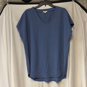 JODIFL Deep Blue V-Neck Blouse